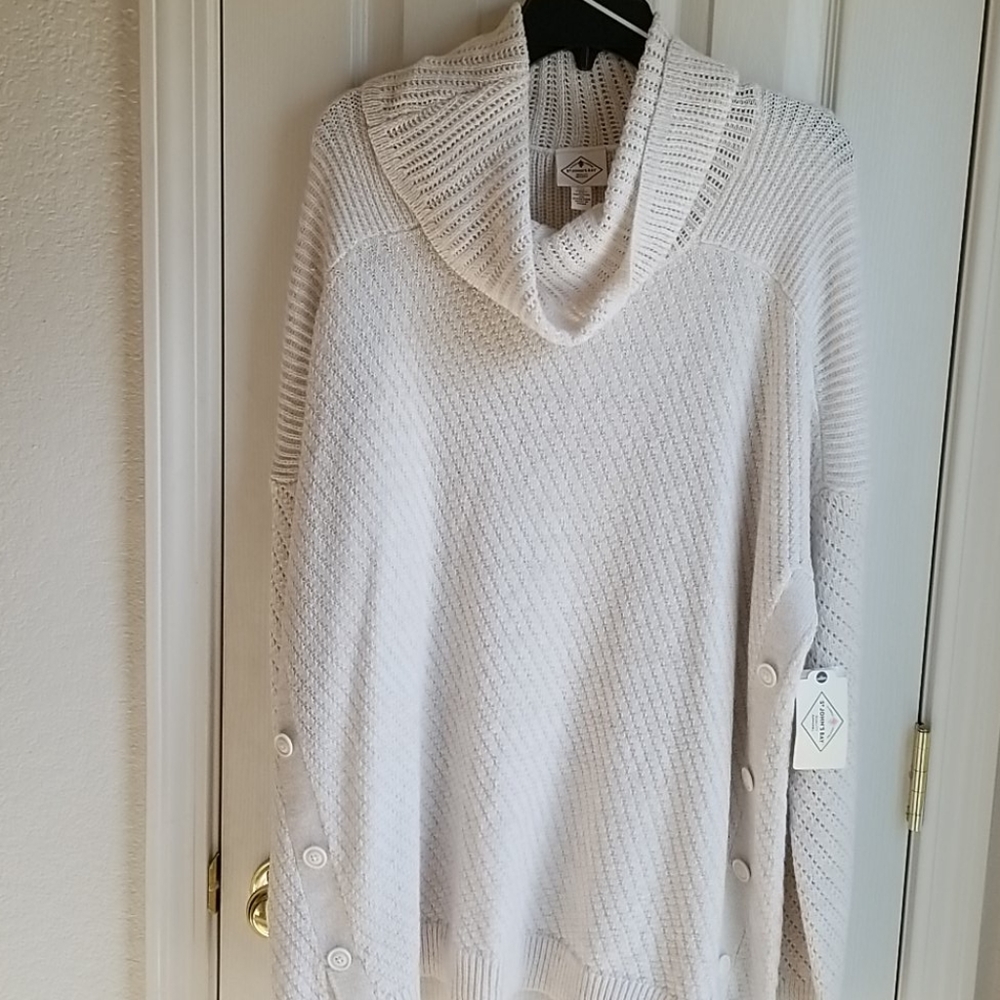 NWT ST JOHNS BAY WHITE COWL NECK SWEATER